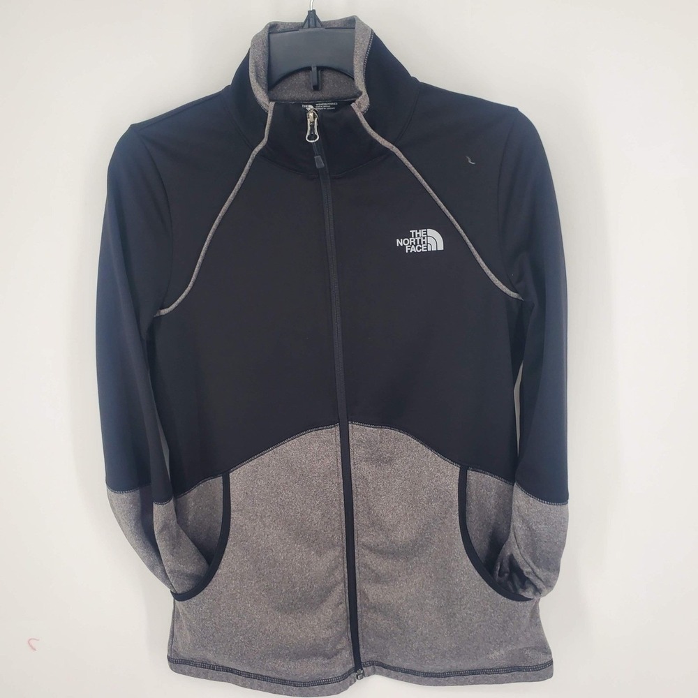 The North Face Women's Full Zip Jacket Black Gray Athletic Activewear